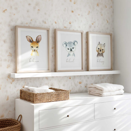 Watercolour Australian animal print set for children’s bedrooms and nurseries