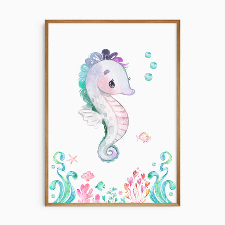 Watercolour sea life prints for girls nursery décor