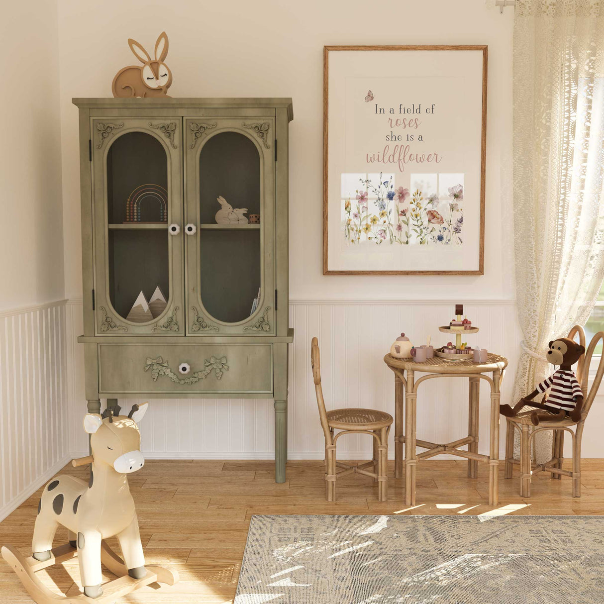 Wildflower floral wall art print with pastel flowers and quote