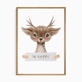 Motivational animal wall art featuring cute forest animals with positive quotes