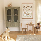 Woodland counting nursery print with beaver, boar, hedgehogs, robins, frogs and snails in soft earthy watercolour tones