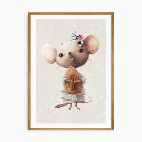 Woodland inspired mouse nursery art print suitable for boys girls or gender neutral rooms