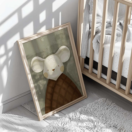 Woodland mouse wall art for a cosy kids room