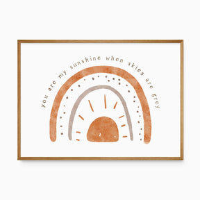You Are My Sunshine rainbow print with positive quote for kids nursery