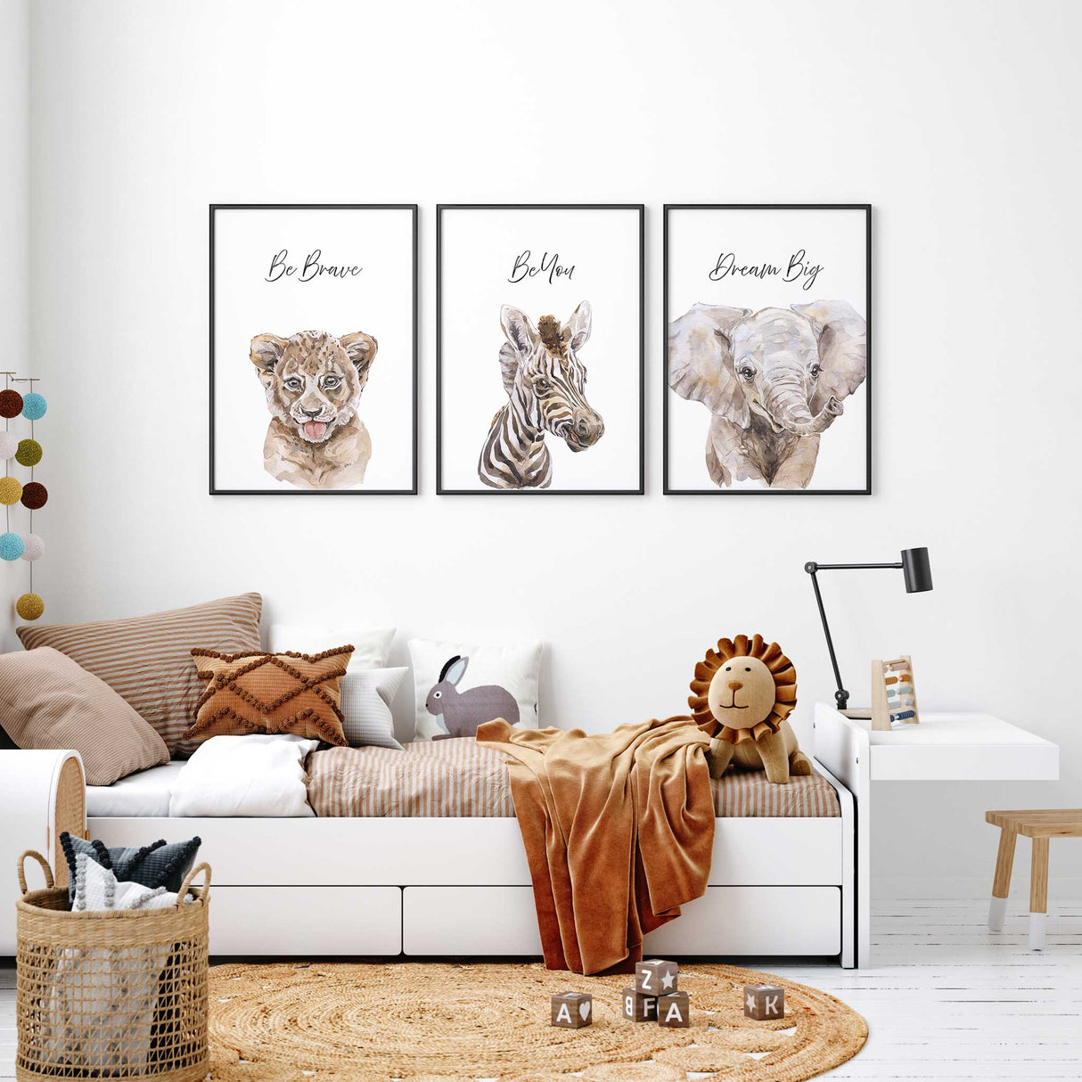 zebra wall art print with be you quote for kids room