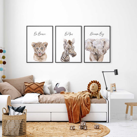 zebra wall art print with be you quote for kids room