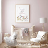 Floral quote nursery wall art for baby girl room decor