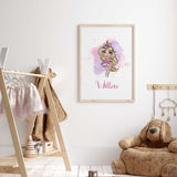 Personalised Unicorn Girl Print