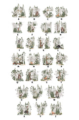 A to Z woodland initial designs featuring bears, deer, forests and mountains for the personalised name print